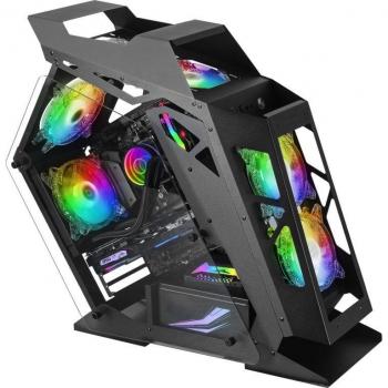 Mars Gaming MC61 Negro, Caja PC Gaming Compacta Micro-ATX, 4 Ventiladores 12cm, ARGB Chroma, Doble Ventana Cristal Templado