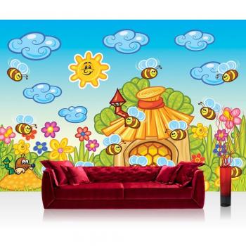 Vliestapete 152,5 × 104 cm – Bienen & Maulwurf Kindertapete