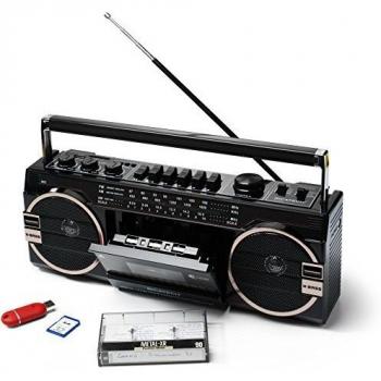 Enregistreur vocal Ricatech PR1980 Style Ghetto Blaster avec microphone d'enregistrement