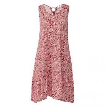 S.Oliver Vestido de Verano en Rojo y Blanco