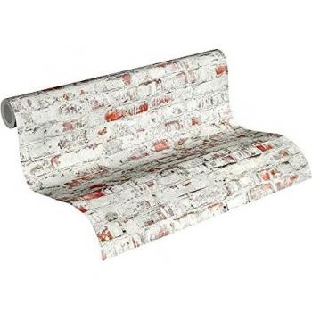 Backstein-Optik Tapetenduo – Grau/Rot, 10,05 m × 0,53 m, A.S. Création