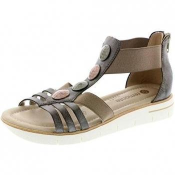 Remonte Damenschuhe D3953 Damen Sandalen, Sandaletten, extra weiche Innensohle, mit Reißverschluss grau Kombi