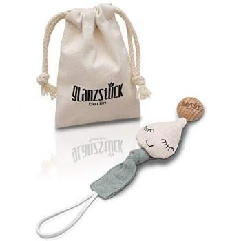 Glanzstück Berlin® Kids Collection: Schnullerband aus Baumwoll-Musselin für Jungs & Mädchen, Holz-Clip