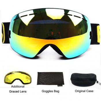 Lunettes de ski Benice 3100 UV400 anti-buée miroir sphérique avec étui