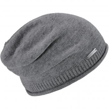 Seeberger 16‑Mütze mit Rollkante – Unisex, hellgrau/meliert