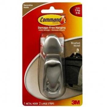 M COMMAND BRUSHED NICKEL HOOK LARGE