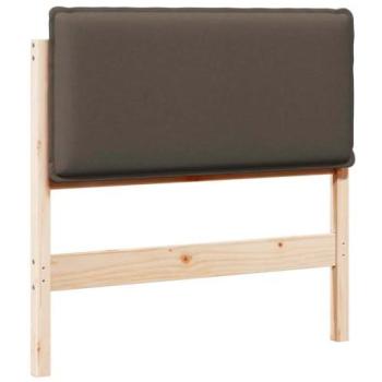 Pine Wood Headboard, 80 cm, Upholstered in Natural/Taupe