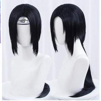 Disfraz Itachi Uchiha de Manchalk: Peluca Longa e Lisinha Negra con Material Resistente ao Calor, Incluye Acessórios para Cabeça
