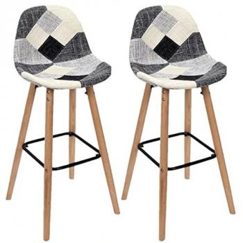Lot de 2 Tabourets de bar Patchwork