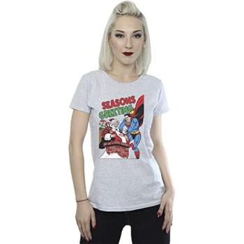 Santa’s Caped Crusader Grey T-Shirt – DC Comics Women’s XL