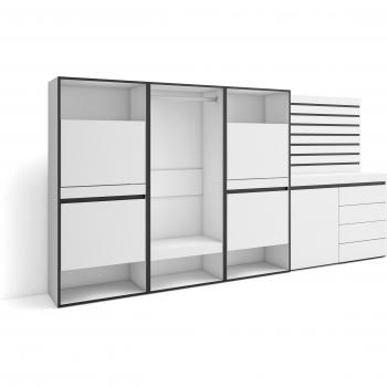 Vestibule Rangement Chaussures 287×145×35 cm – Commode Buffet, Panneaux Bois Blanc