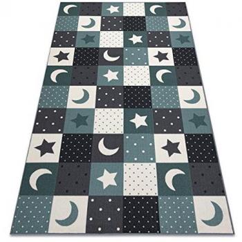 Blue and Grey Star Kids Rug
