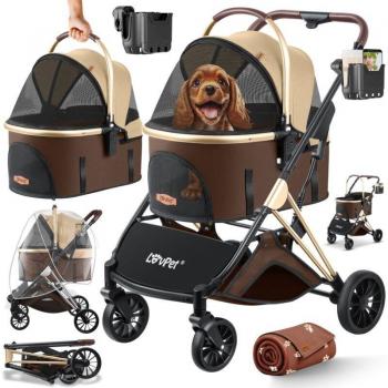 Transporteur 360° chien – buggy pliable, boîte, sac et protection pluie