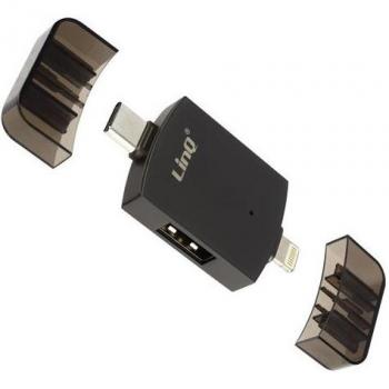 USB‑C & Lightning auf USB‑B Adapter (LinQ) – Schwarz