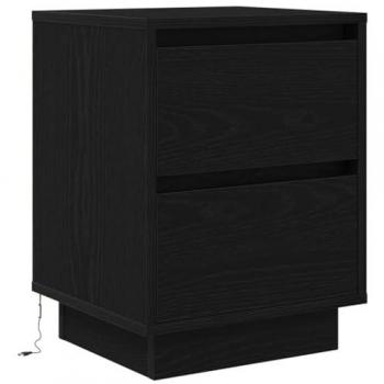 Table de chevet design noir avec éclairage LED 38x34x50 cm