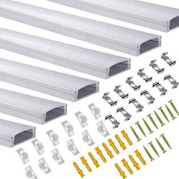 LED Aluminum Profile, U Shape LED Aluminum Channel 6Pack 1M/3.3ft with Milky