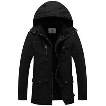 Warm Men's Mid-Length Outdoor Jacket with Hood