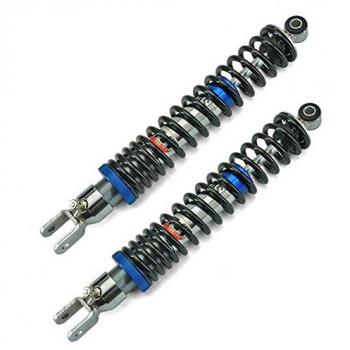 Paire d’amortisseurs arrière TNT chromés/noirs Yamaha 125 Majesty, entre axe 330 mm