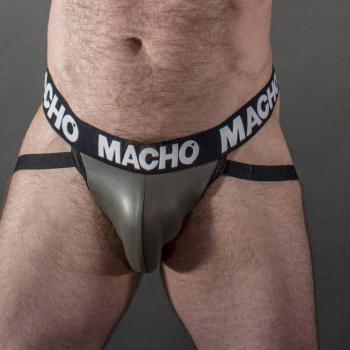 Jockstrap in pelle grigia e beige Macho MX27GR L