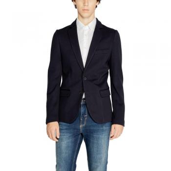 ASHE Super Slim Fit Blue Viscose Blend Blazer for Men