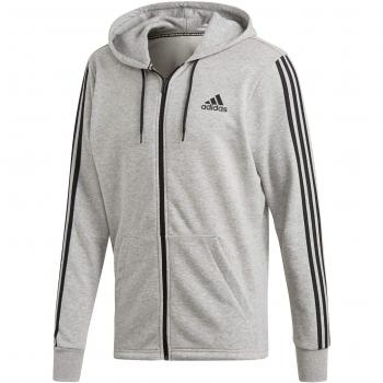 Adidas Hoodie Must Have 3-Stripes para Hombre, Gris (Medium Grey Heather/Black), M