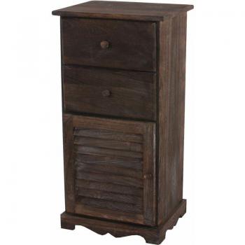 Commode en bois vieillissant, design shabby, 2 tiroirs, 1 porte – 40 × 32 × 80 cm
