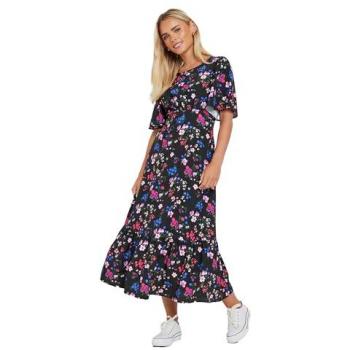 Petite Print Flutter Sleeve Dress (Black, Size 14) – M&Co