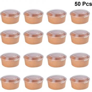 Kraft Paper Bowls with Lids (16oz, 20pcs) for Food Packaging