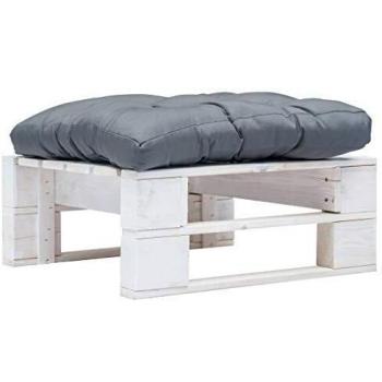 Repose-pied de jardin avec coussin gris 70x70x30cm