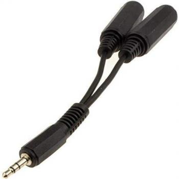 Kenable 3.5mm Stereo Jack to Twin 6.35mm Stereo Jack Sockets Cable 10cm
