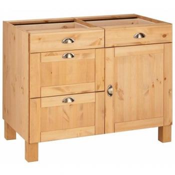 HomeAffaire Oslo Unterschrank (beige) – 100 cm Breite, 2 Schubladen, 2 Tiefeauszüge