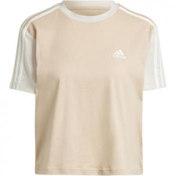 Crop Top Adidas 3-Stripes Essentials Beige mujer