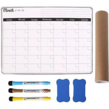 Tableau blanc magnétique A3 pour planification mensuelle avec aimants