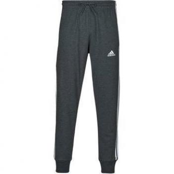 Pantaloni Sportivi Affusolati adidas Essentials 3-Stripes in Felpa Francese Grigio Scuro/bianco