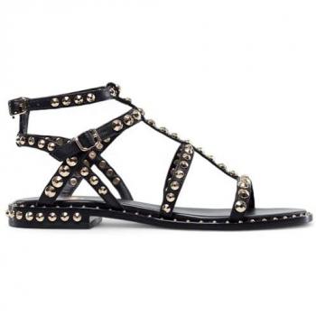 ASH Luxe Black Leather Strap Sandals – Women’s 7 US