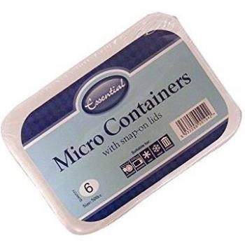 Clear Plastic Microwave Containers with Red Lid, 500cc Capacity