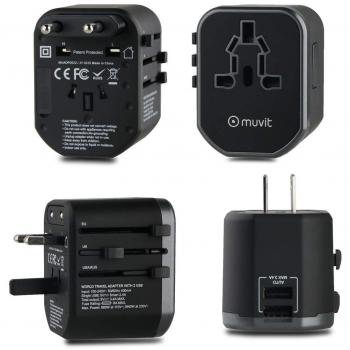 Muvit Adaptador de Viaje Universal 2x USB 5V/3.4A Negro
