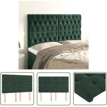 Têtes de lit 4 pièces, velours vert foncé – dimensions 80x7x78/88 cm