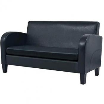 Dual-Seat VidaXL Sofa in Black Synthetic Upholstery
