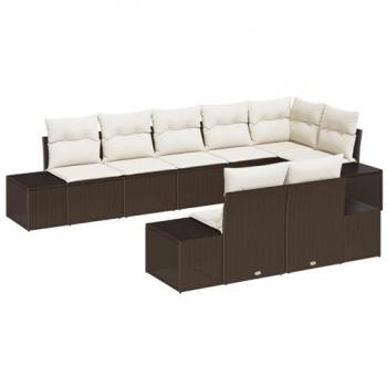 Conjunto Sofá de Patio Vidaxl 8 Piezas – Marrón con Detalles en Crema