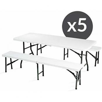 Set tavolo e panche pieghevoli 8 posti