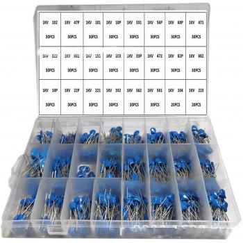Boîte condensateurs céramiques 24 valeurs 10 pF‑821 pF, 1 kV, 1000 V – 700 unités