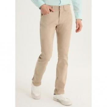 Jeans Lois Hombre Beige, Tiro Medio, 5 Bolsillos, Casual, Algodón
