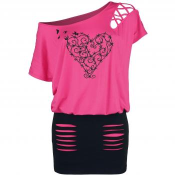 Full Volume by EMP Damen Kurzkleid Pink mit Print und Cut-Outs Größe L