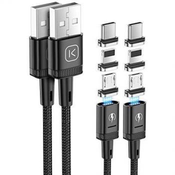 Kuulaa USB‑Magnetkabel 3‑in‑1 mit LED‑Schein – Micro‑USB & iProducts