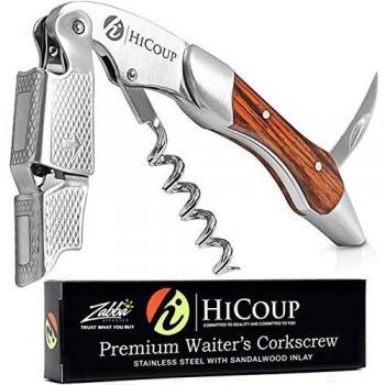 QTY 3 HiCoup Professional Corkscrews for Wine Bottle with Foil Cutter in Red