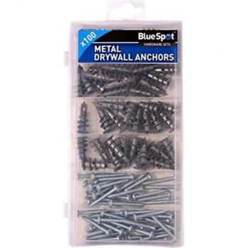 Blue Spot 40572 100 PCE Assorted Metal Drywall Anchor and Screw Set