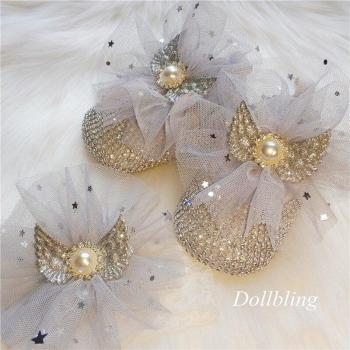 Blue Stars Gauze Baby Costume with Pearl Wings for 100 Days Photo
