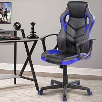 Sedia Poltrona Gaming Regolabile Girevole Direzionale Blu