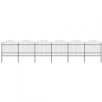 Recinzione Giardino Punta Lancia Acciaio Nero (1,5-1,75)x10,2m Decorativa e Resistente